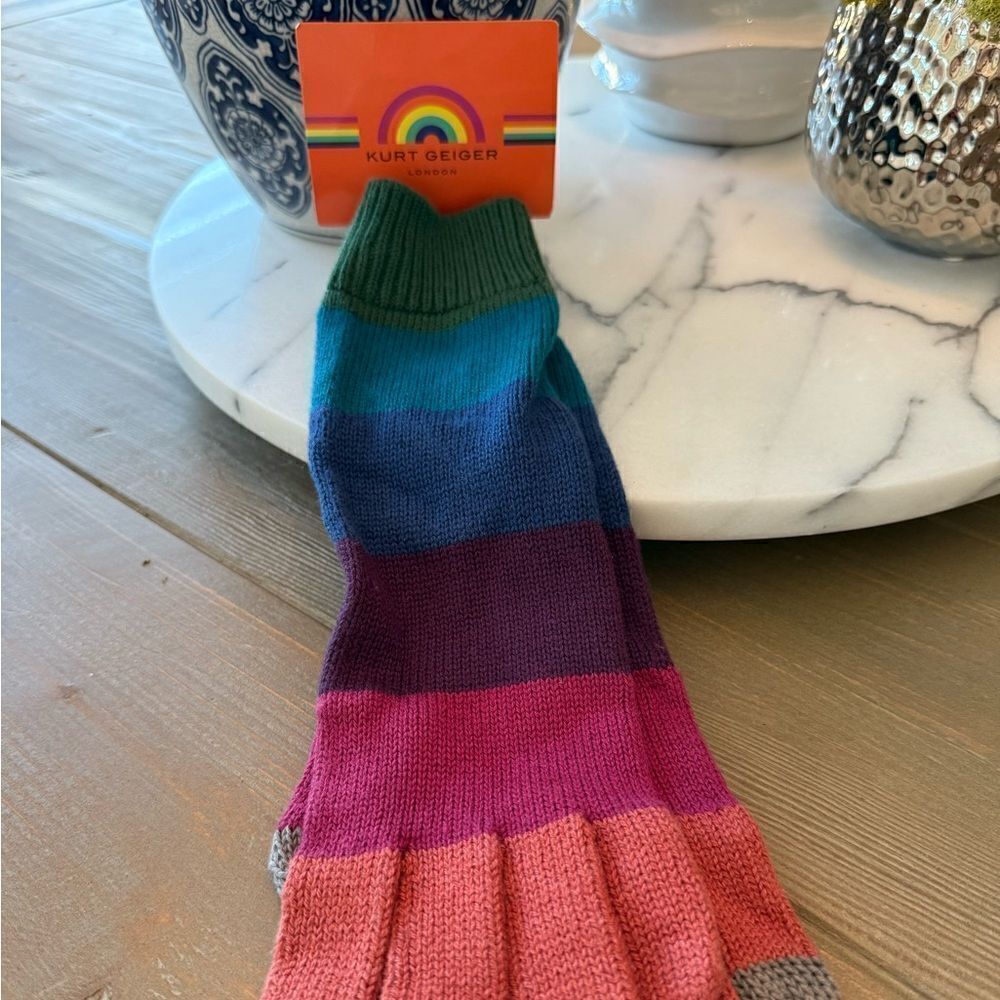 NWT Kurt Geiger London Womens Rainbow Cotton Tech Gloves